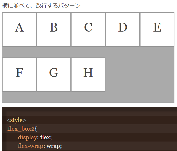 CSS3 flexを使った配置２（要素の改行）