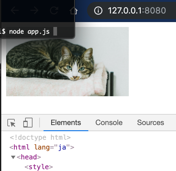 NodeJS 画像をHTMLで表示する